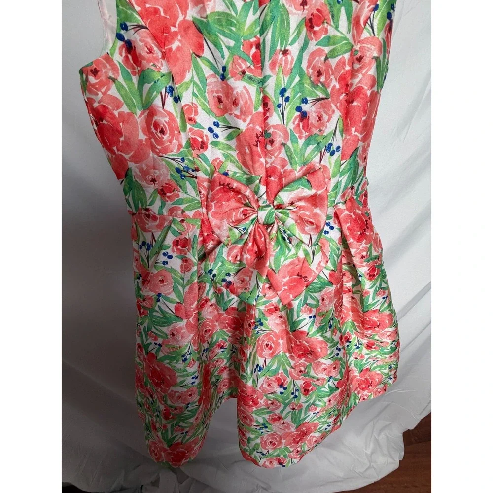 Wonder Nation Girls Floral Party Dress Bow Waist Sleeveless Size 14